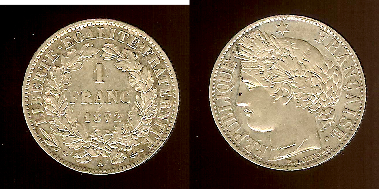 1 franc Ceres 1872A gEF